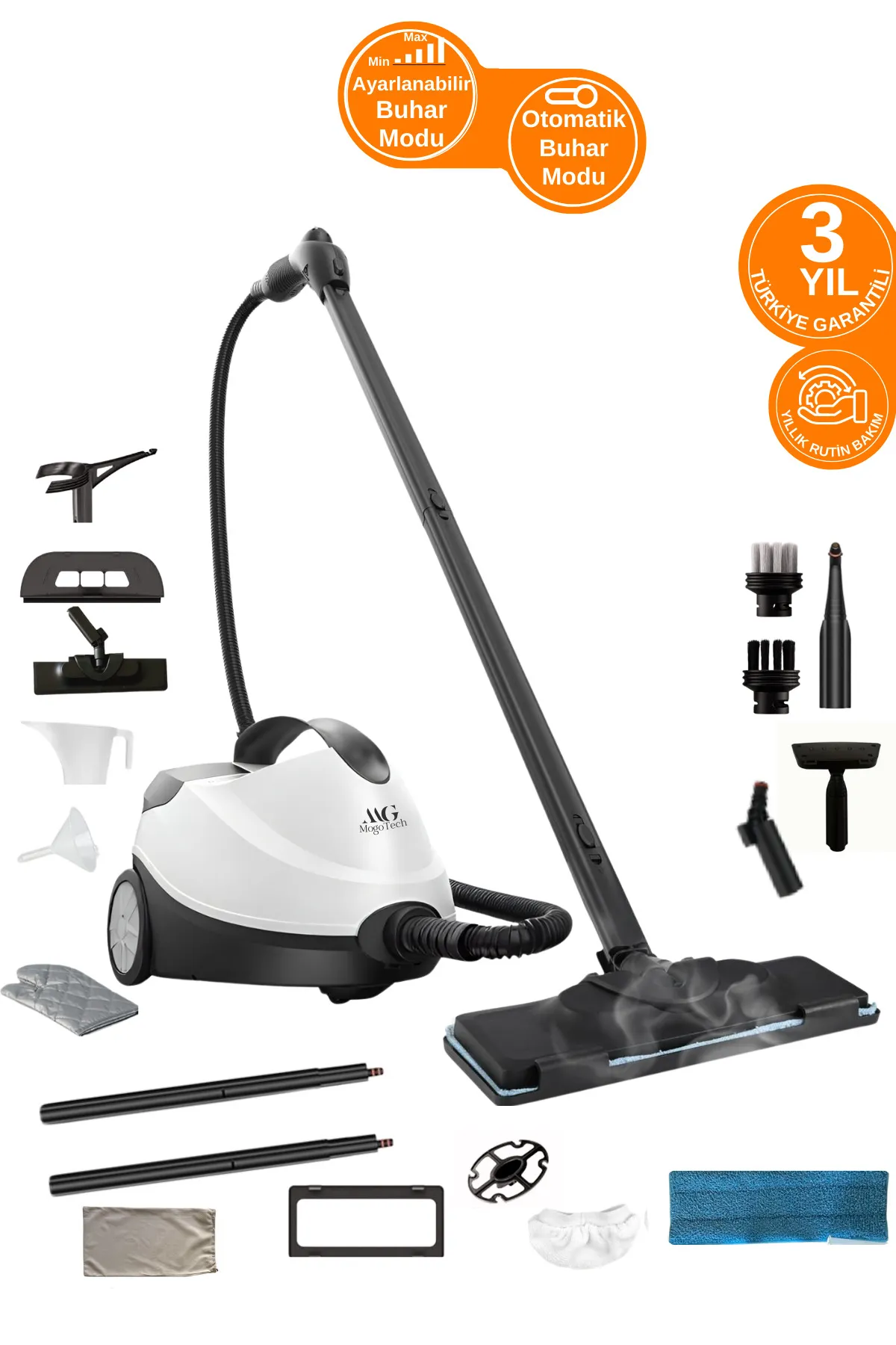 Mogotech Mg-101 Çok Fonksiyonlu Buharlı Temizlik Makinası - Buharlı Temizleyici ( Türkiye Garantili )