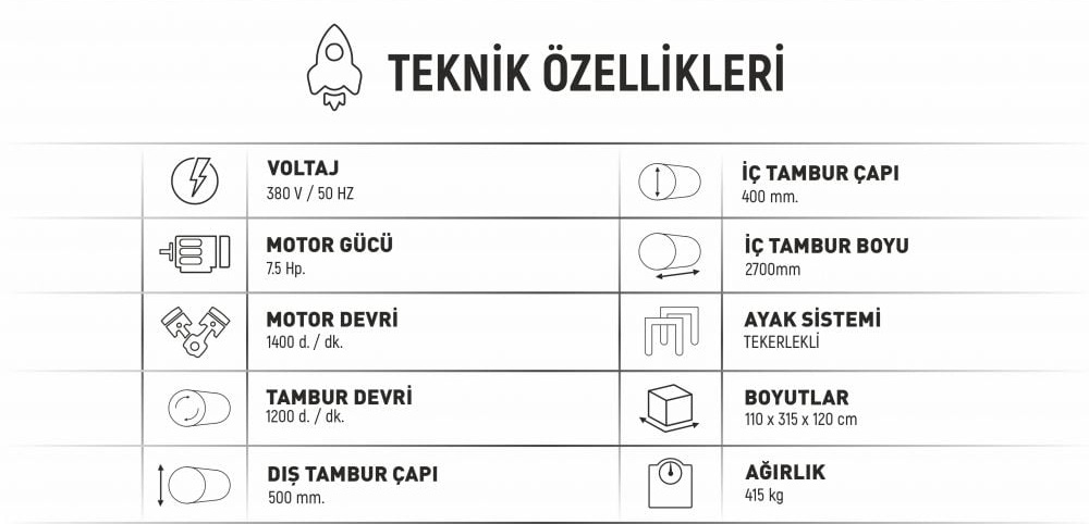 PAK 270 T - Tekerlekli Halı Sıkma Makinesi 4 PAK 270 T Halı Sıkma Makinesi Teknik Özellikleri