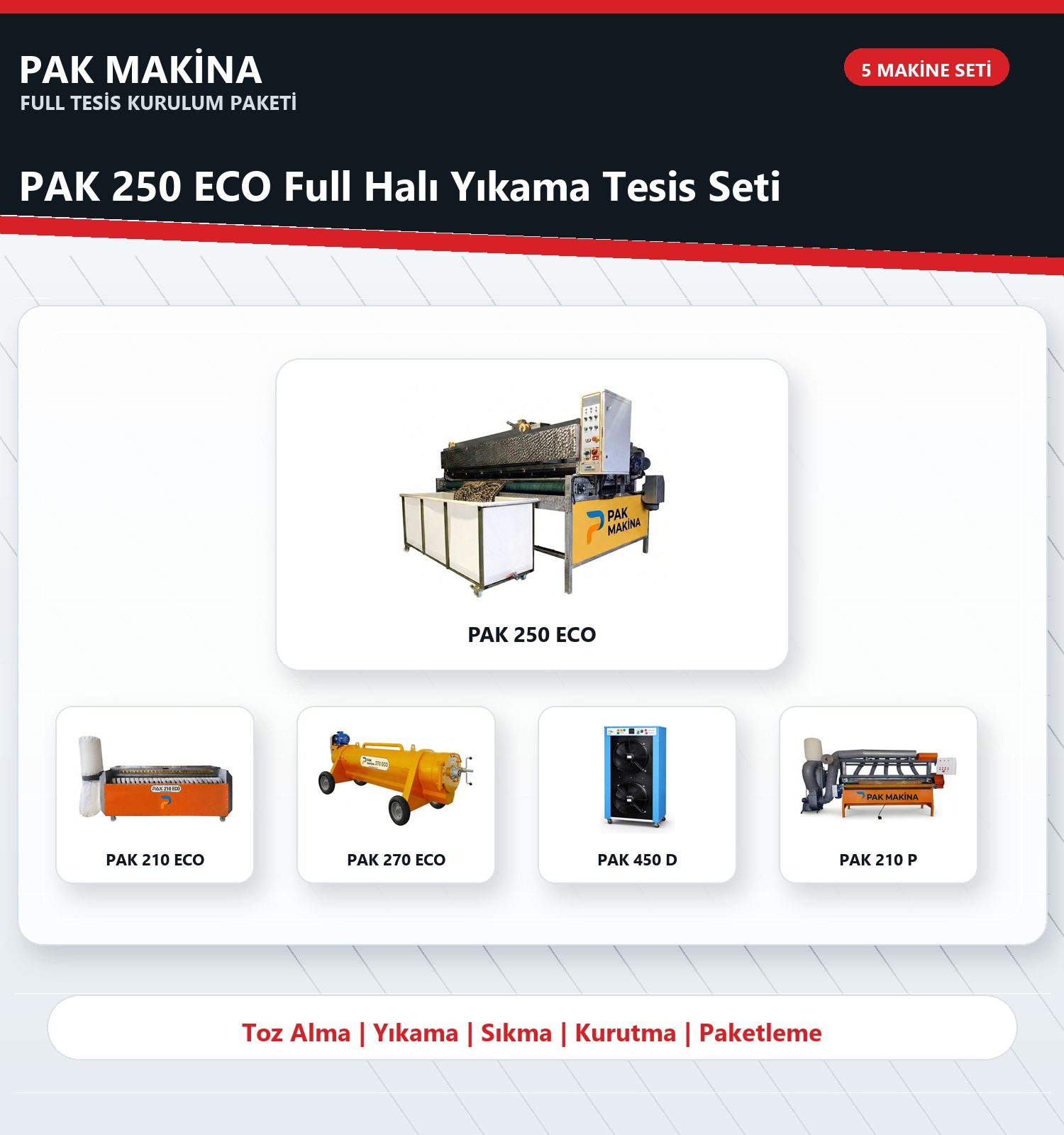 PAK 250 ECO Full Halı Yıkama Tesis Seti