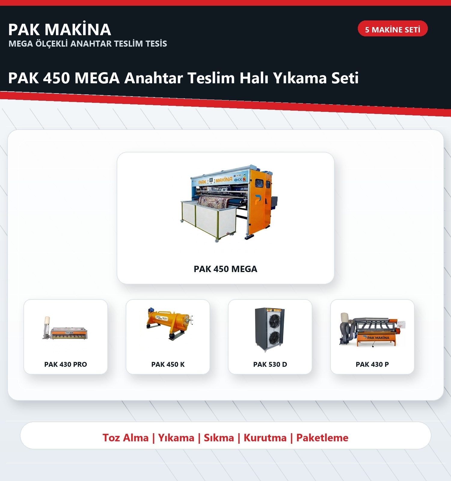 PAK 450 MEGA Anahtar Teslim Halı Yıkama Seti