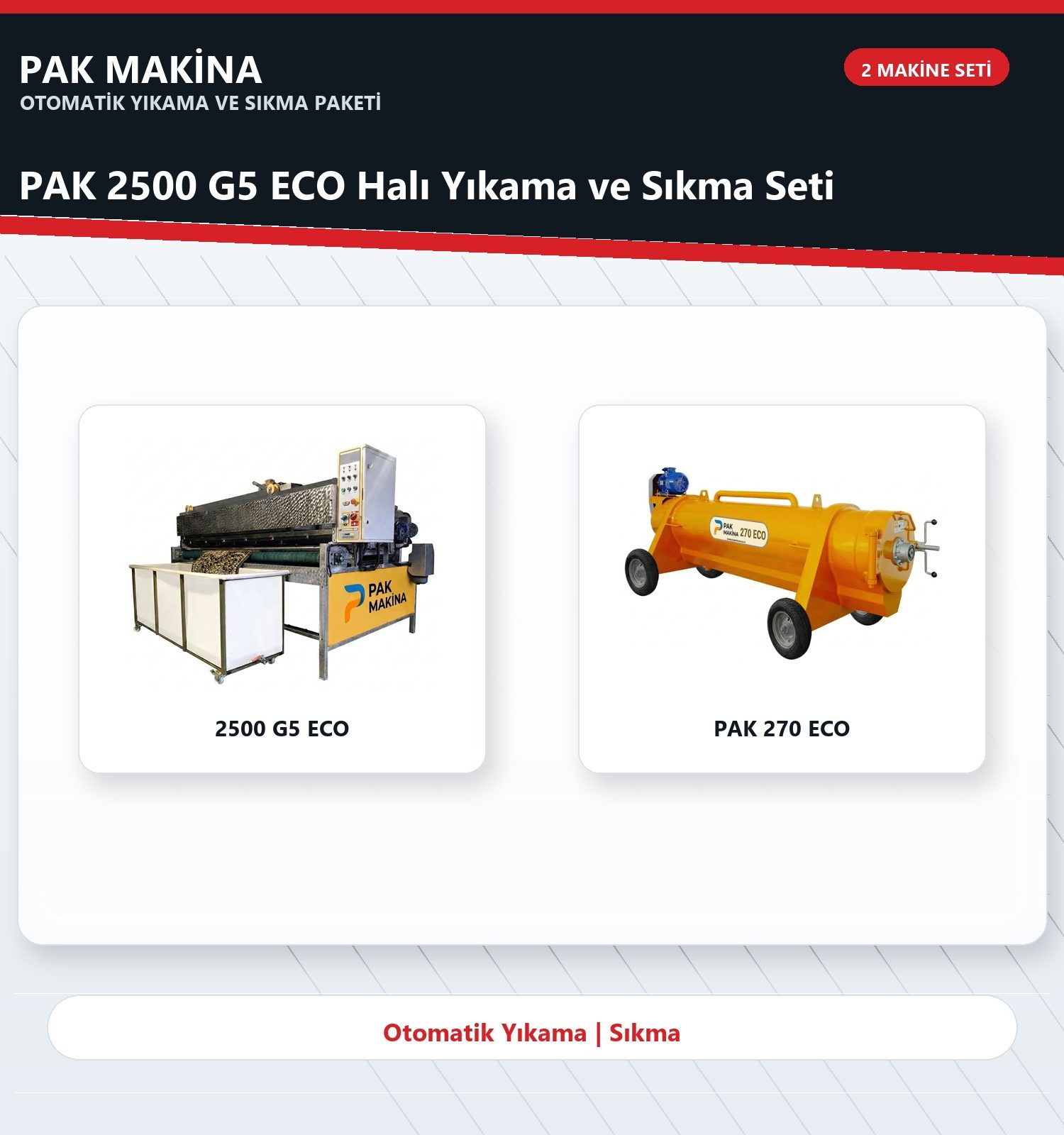 PAK 2500 G5 ECO Halı Yıkama ve Sıkma Seti